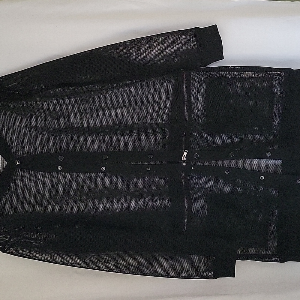 Women's Forever 21 Long Oversized Mesh Jacket; Color Black; Size large.